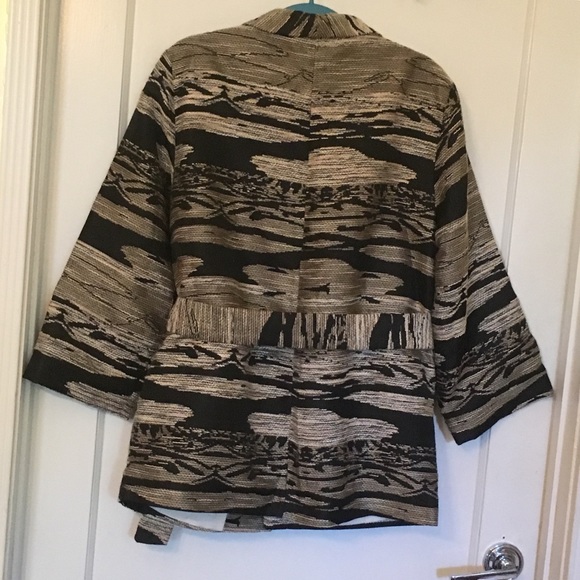 H&M Textured Weave Pattern Jacket Khaki Black S - Picture 3 of 7